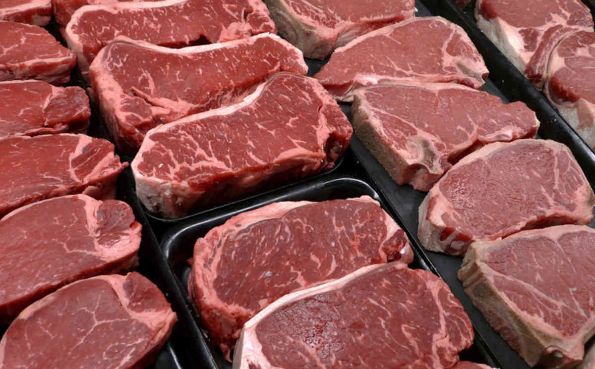 FILE - In this Jan. 18, 2010 file photo, steaks and other beef products are displayed for sale at a grocery store in McLean, Va. The meat industry is seeing red over the dietary guidelines. Hoping to rehabilitate its image as critics have encouraged Americans to eat less meat, the industry is swiftly and aggressively trying to discredit a government advisory panel report that they see as damaging. The report, released last month, recommends that people consume fewer red and processed meats and includes the health benefits of lean meat in a footnote, instead of as part of the main recommendations. (AP Photo/J. Scott Applewhite, File)